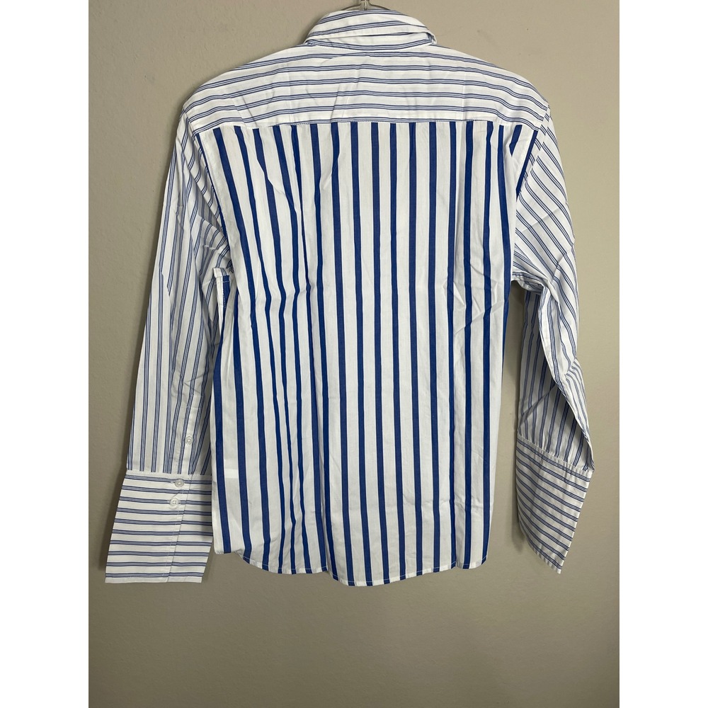 J.Crew Garçon Cotton Poplin Blue White Stripe Button Shirt Women's Size 10 - Picture 9 of 10